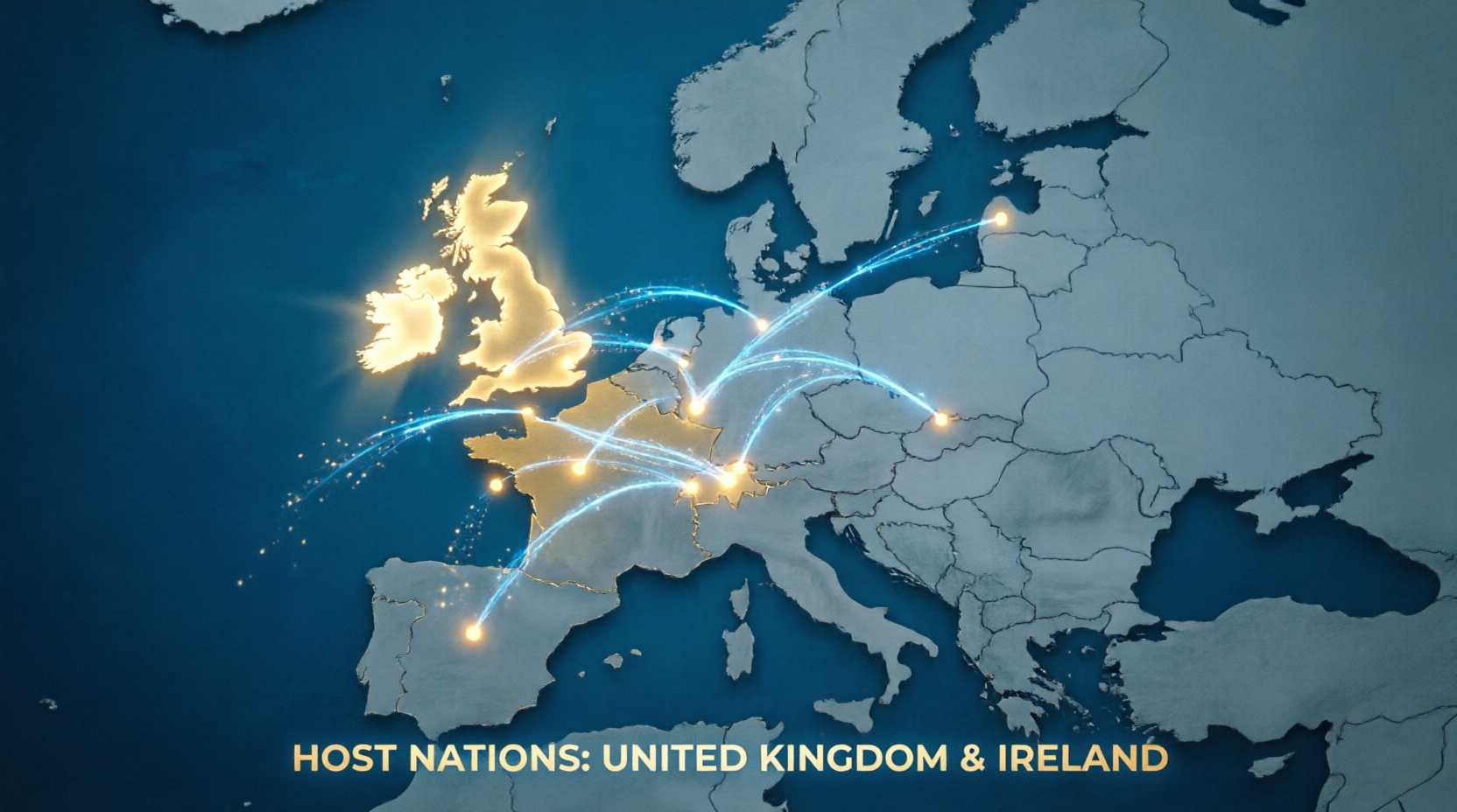Map of UK and Ireland - UEFA Euro 2028 Host Nations